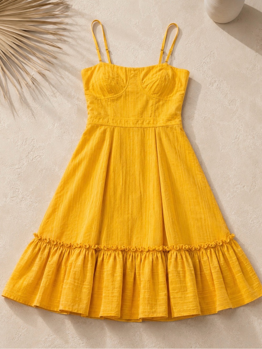Derek Lam 10 Crosby Marigold Yellow Cotton Ruffle Midi Dress Size 2 - Picture 3 of 9